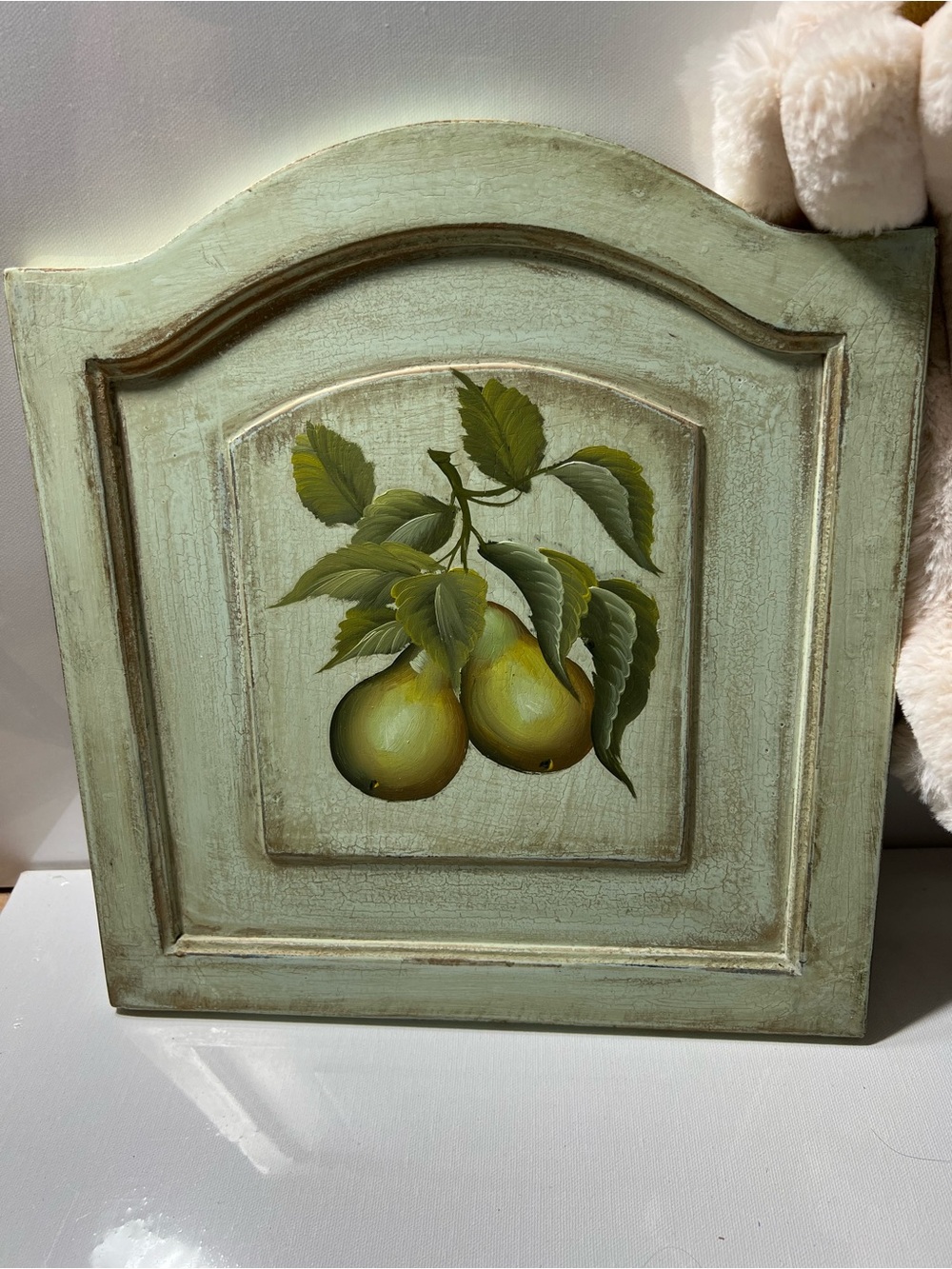 VTG Hand-Painted Pear Fruit Wall Panel - Mint Green